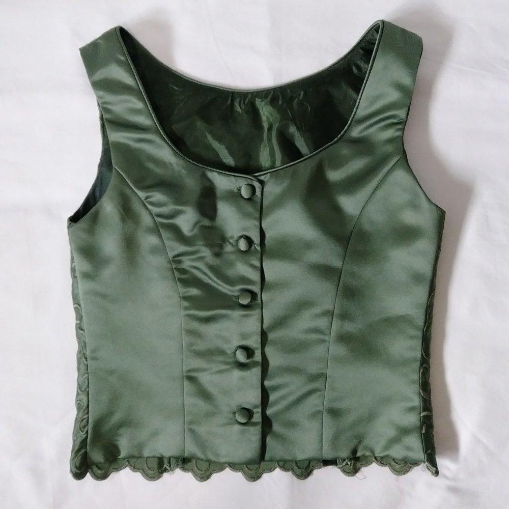 Vintage 2-Piece Formal Bridesmaid Dress Olive Green Professional Hand Sewn - Picture 6 of 16